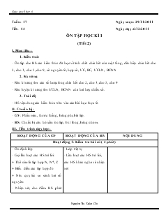 Giáo án môn Số học lớp 6 - Tuần 17 - Tiết 54: Ôn tập học kì I (tiếp)