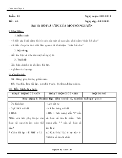 Giáo án môn Số học lớp 6 - Tuần 22 - Tiết: 65 - Bài 13: Bội và ước của một số nguyên