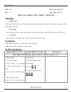 Giáo án môn Số học lớp 6 - Tuần 25 - Tiết: 75 - Bài 5: Quy đồng mẫu nhiều phân số