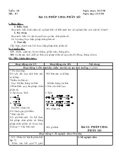Giáo án môn Số học lớp 6 - Tuần 28 - Tiết: 87 - Bài 12: Phép chia phân số