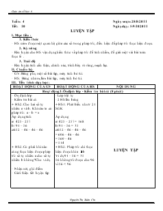 Giáo án môn Số học lớp 6 - Tuần 4 - Tiết 10: Luyện tập