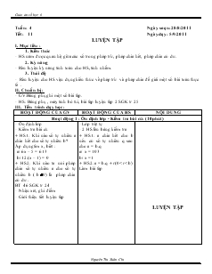 Giáo án môn Số học lớp 6 - Tuần 4 - Tiết 11: Luyện tập