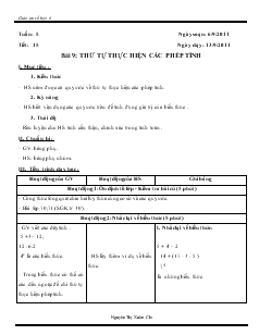 Giáo án môn Số học lớp 6 - Tuần 5 - Tiết: 15 - Bài 9: Thứ tự thực hiện các phép tính