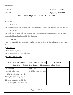 Giáo án môn Số học lớp 6 - Tuần 7 - Tiết: 20 - Bài 11: Dấu hiệu chia hết cho 2, cho 5