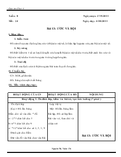 Giáo án môn Số học lớp 6 - Tuần 8 - Tiết 24 - Bài 13: Ước và bội