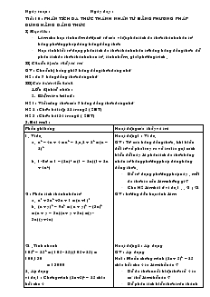 Giáo án môn Toán học 8 - Tiết 10: Phân tích đa thức thành nhân tử bằng phương pháp dùng hằng đẳng thức