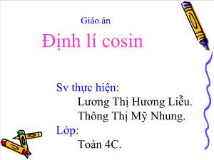 Giáo án Toán 4 Định lí cosin