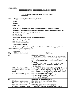 Giáo án Toán học 8 - Chủ đề 1: Phép nhân và phép chia các đa thức