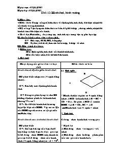 Giáo án Toán học 8 - Tiết 12: Hình thoi, hình vuông
