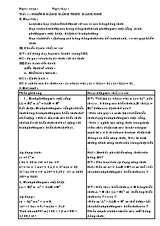 Giáo án Toán học 8 - Tiết 4: Những hằng đẳng thức đáng nhớ