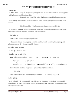 Giáo án Toán học 8 - Tiết 45: Phương trình tích năm 2014