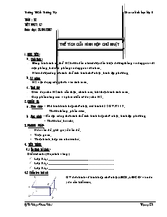 Giáo án Toán học 8 - Tiết 57: Thể tích của hình hộp chữ nhật