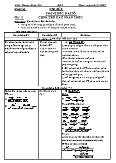 Giáo án Tự chọn Toán 8 - Chủ đề 3: Phân thức đại số - Bài 2: Cộng trừ các phân thức