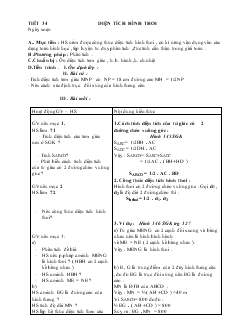 Giáo án Tự chọn toán 8 năm học 2009- 2010 Tiết 34 Diện tích hình thoi