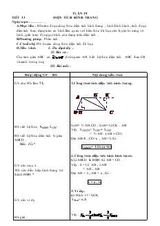 Giáo án Tự chọn toán 8 năm học 2009- 2010 Tuần 19 Tiết 33 Diện tích hình thang