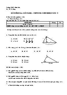 Kiểm tra Chương I Hình học Lớp 9 Trường THCS Minh Đức