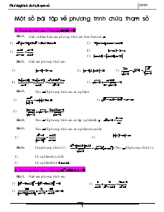 Một số bài tập về phương trình chứa tham số