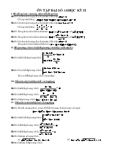 Ôn tập đại số 10 học kỳ II