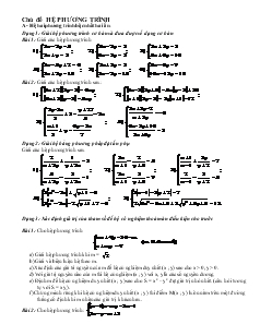 Tài liệu ôn thi vào lớp 10 Chủ đề hệ phương trình