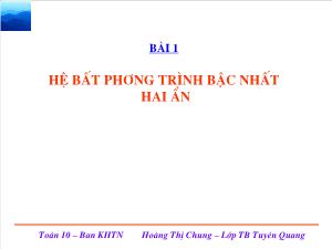 Thiết kế bài giảng Đại số 10 Bài 1 Hệ bất phương trình bậc nhất hai ẩn