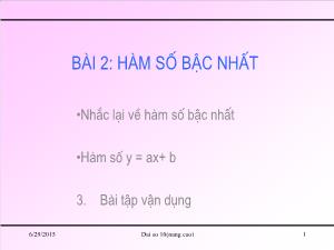 Thiết kế bài giảng Đại số 10 Bài 2 Hàm số bậc nhất