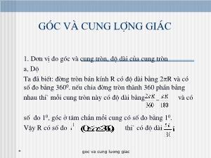 Thiết kế bài giảng Đại số 10 Góc và cung lượng giác