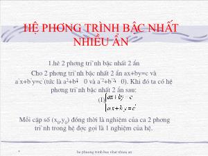 Thiết kế bài giảng Đại số 10 Hệ phương trình bậc nhất nhiều ẩn