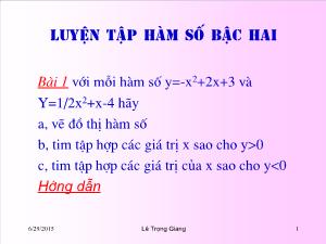 Thiết kế bài giảng Đại số 10 Luyện tập hàm số bậc hai