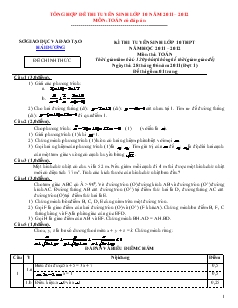 Tổng hợp đề thi tuyển sinh lớp 10 năm 2011 – 2012 môn toán có đáp án