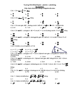 40 câu hỏi trắc nghiệm toán 9 kỳ I