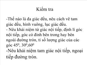 Bài giảng Giáo án Hình học 9 - Tiết 50 - Bài 8: Đường tròn ngoại tiếp đường tròn nội tiếp