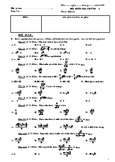 Bài kiểm tra chương I môn Đại số