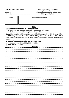 Bài kiểm tra môn Hình học trường THCS Bình Thịnh