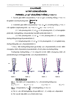 Bài tập Chuyên đề Vị trí tương đối giữa parabol y = ax2 và đường thẳng y = mx + n