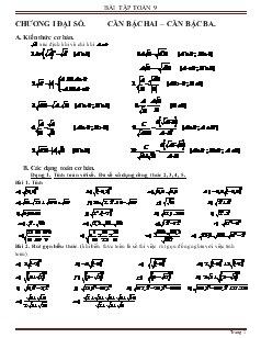 Bài tập Đại số 9 Chương I Căn bậc hai – căn bậc ba