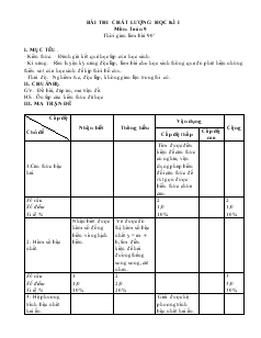 Bài thi chất lượng học kì I môn toán 9