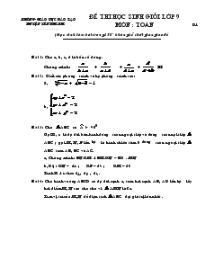 Bộ đề thi học sinh giỏi lớp 9 môn toán