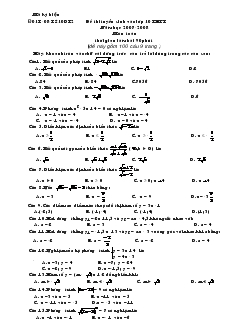Bộ đề thi tuyển sinh vào lớp 10 THPT Năm học 2007- 2008 Môn toán