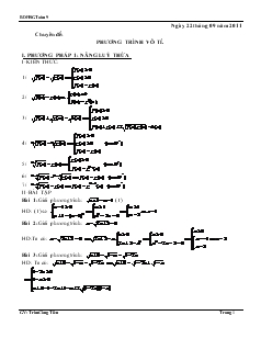 Bồi dưỡng học sinh giỏi môn Toán 9 - Chuyên đề Phương trình vô tỉ