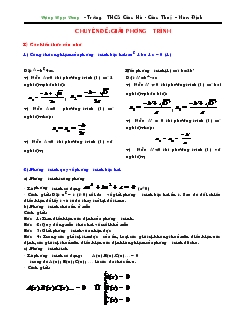 Chuyên đề Giải phương trình