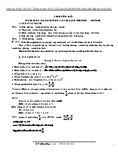 Chuyên đề Giáo án ôn thi vào 10 Tháng 6 năm 2011 – giải bài toán bằng cách lập phương trình