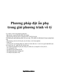 Chuyên đề Phương pháp đặt ẩn phụ trong giải phương trình vô tỷ