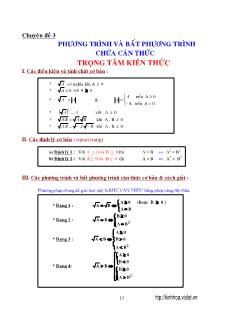 Chuyên đề Phương trình và bất phương trình chứa căn thức