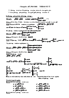Chuyên đề Phương trình vô tỉ