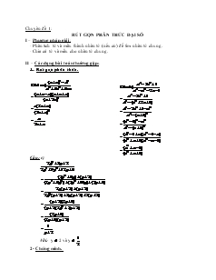 Chuyên đề Rút gọn phân thức đại số