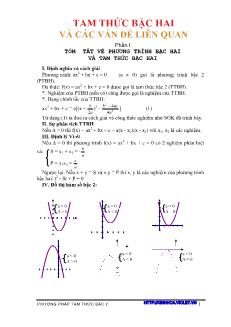 Chuyên đề Tam thức bậc hai và các vấn đề liên quan