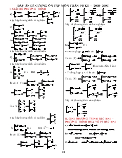 Đáp án đề cương ôn tập môn Toán 9 học kỳ II năm 2008- 2009