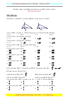 Đề bài trắc nghiệm khách quan môn Toán lớp 9