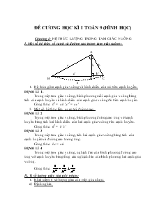 Đề cương học kì I Toán 9 (Hình học)