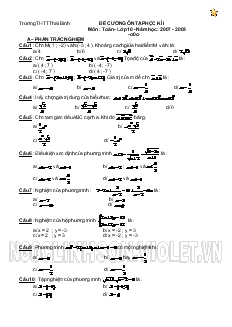 Đề cương ôn tập học kì I môn toán - Lớp 10 - năm học 2007 - 2008